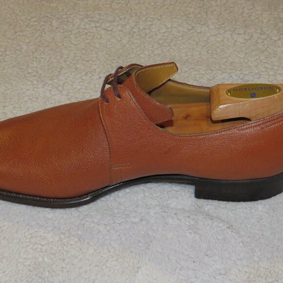 Corthay Arca Pullman Tan Pebbled Leather Two Eyelet Derby 8.5 NWOB